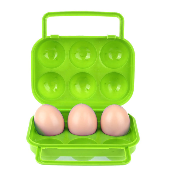 Portable 6 Grids Egg Storage Box Plastic Container Egg Storage Holder for Travel Outdoor Camping