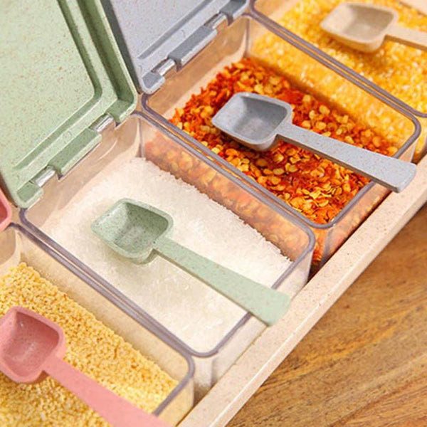 4 Transparent Seasoning Cans Kitchen Cylindra Spice Rack Condiment Bottles