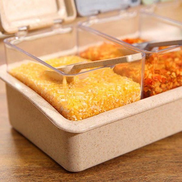 4 Transparent Seasoning Cans Kitchen Cylindra Spice Rack Condiment Bottles