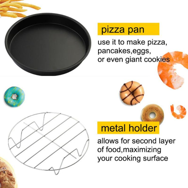 6pcs/set Kitchen Baking Basket+Pizza Dish+Grill+Pan Pad+Rack for Electric Air Fryer Electric Deep Fryer Parts Cookware Kits Set